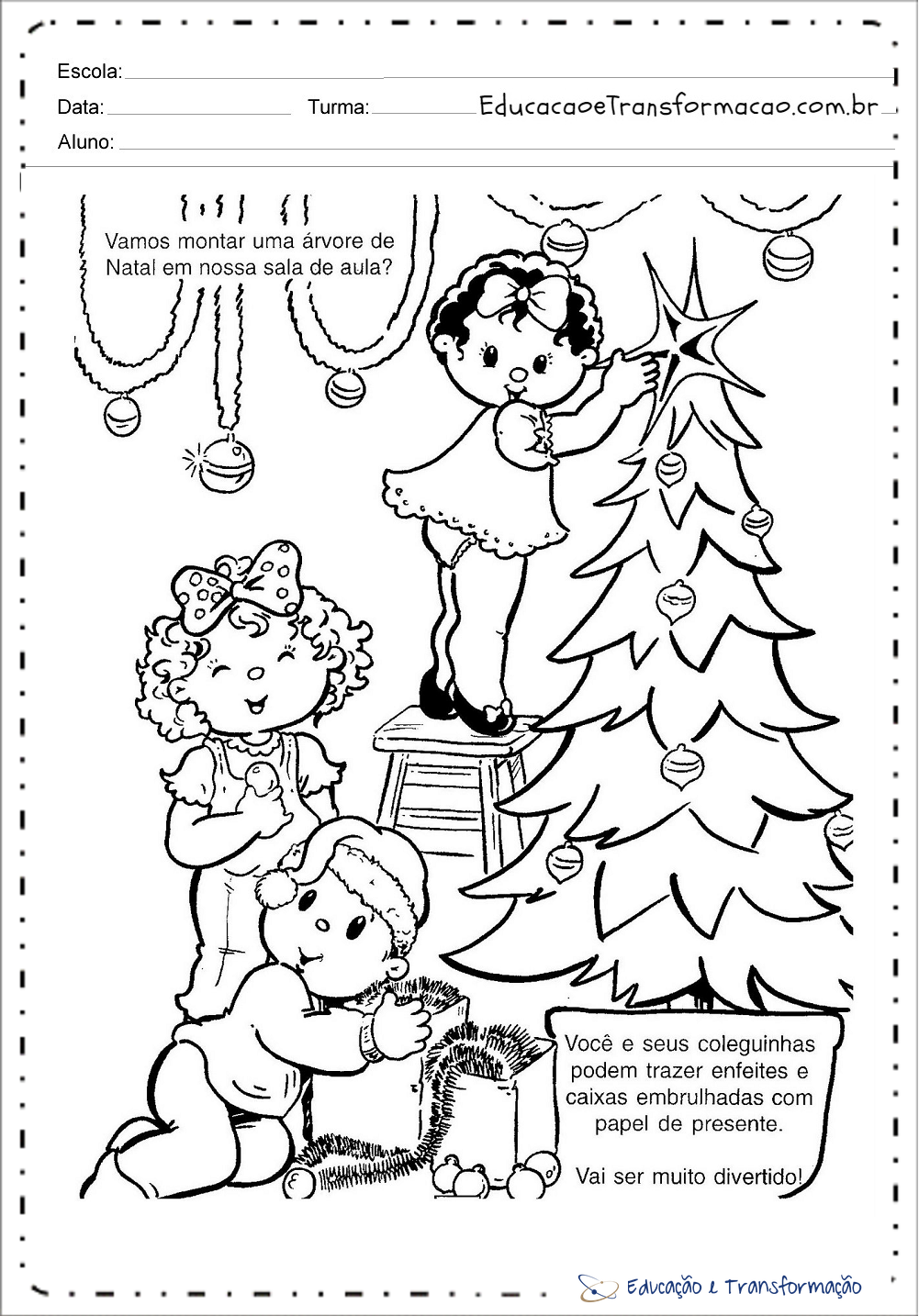 Atividades sobre Natal para series iniciais - Para Imprimir e Colorir