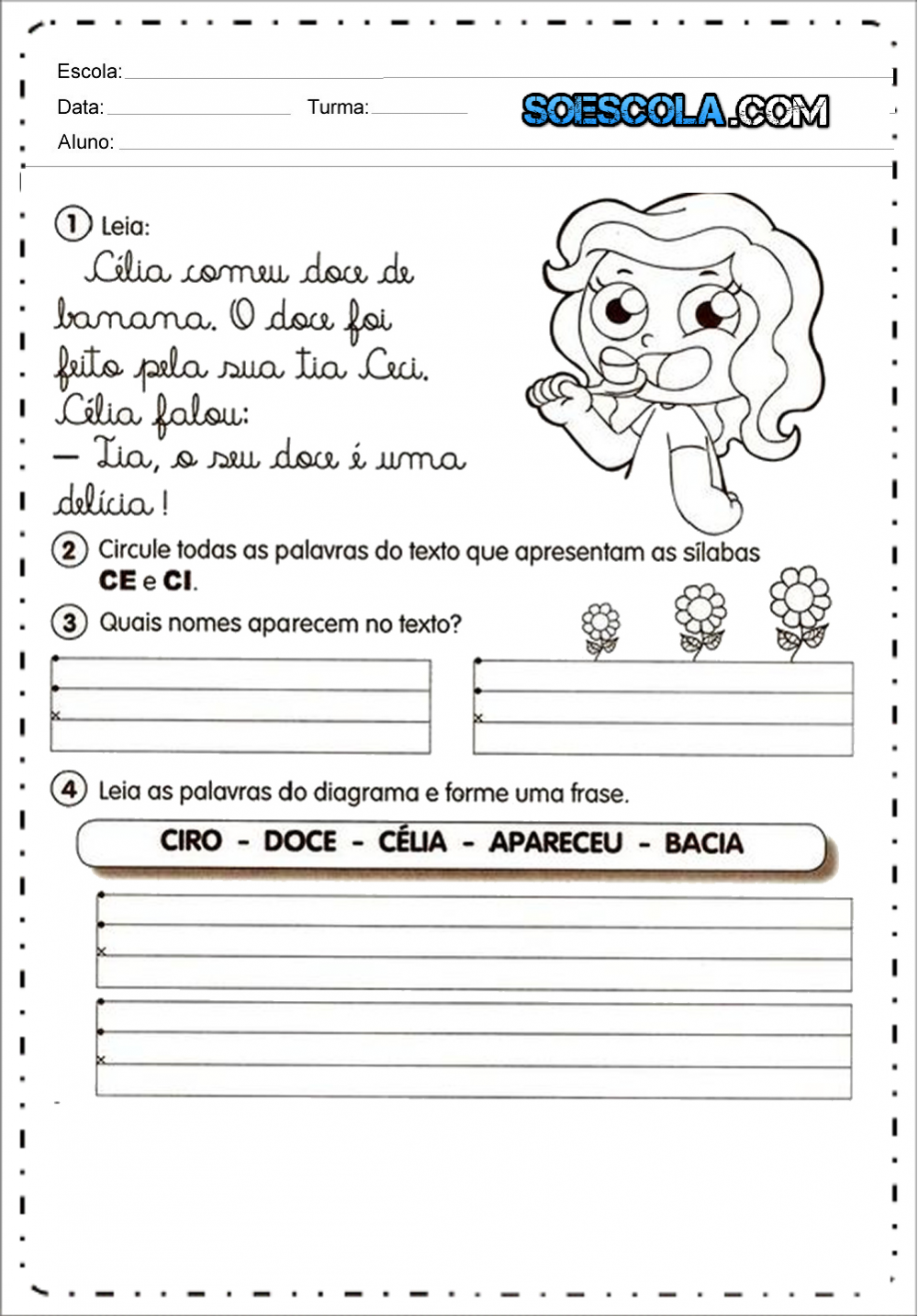 Atividades com Letra Cursiva - Atividades Educativas de Caligrafia