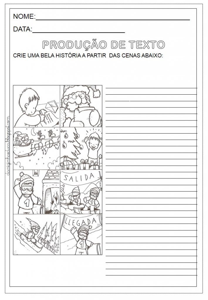 Atividades de Produção de Texto para imprimir - Crie uma bela história