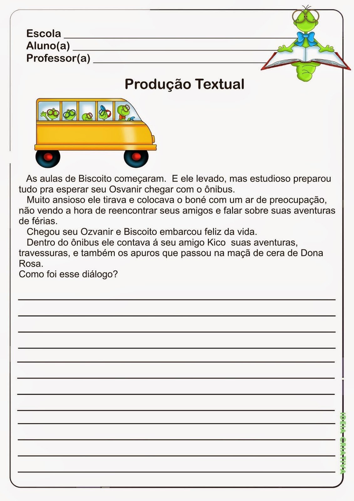 Atividades de ProduÃ§Ã£o de Texto para Volta Ã s Aulas - Minhas FÃ©rias