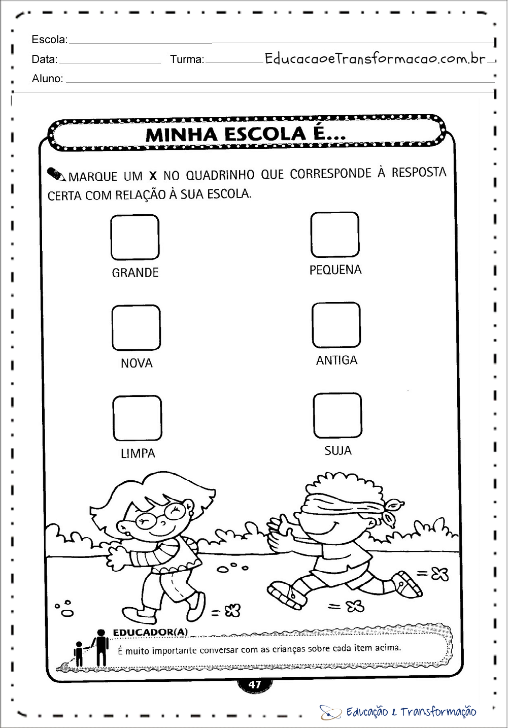 Atividades de volta às aulas para imprimir - Dinâmicas e Brincadeiras