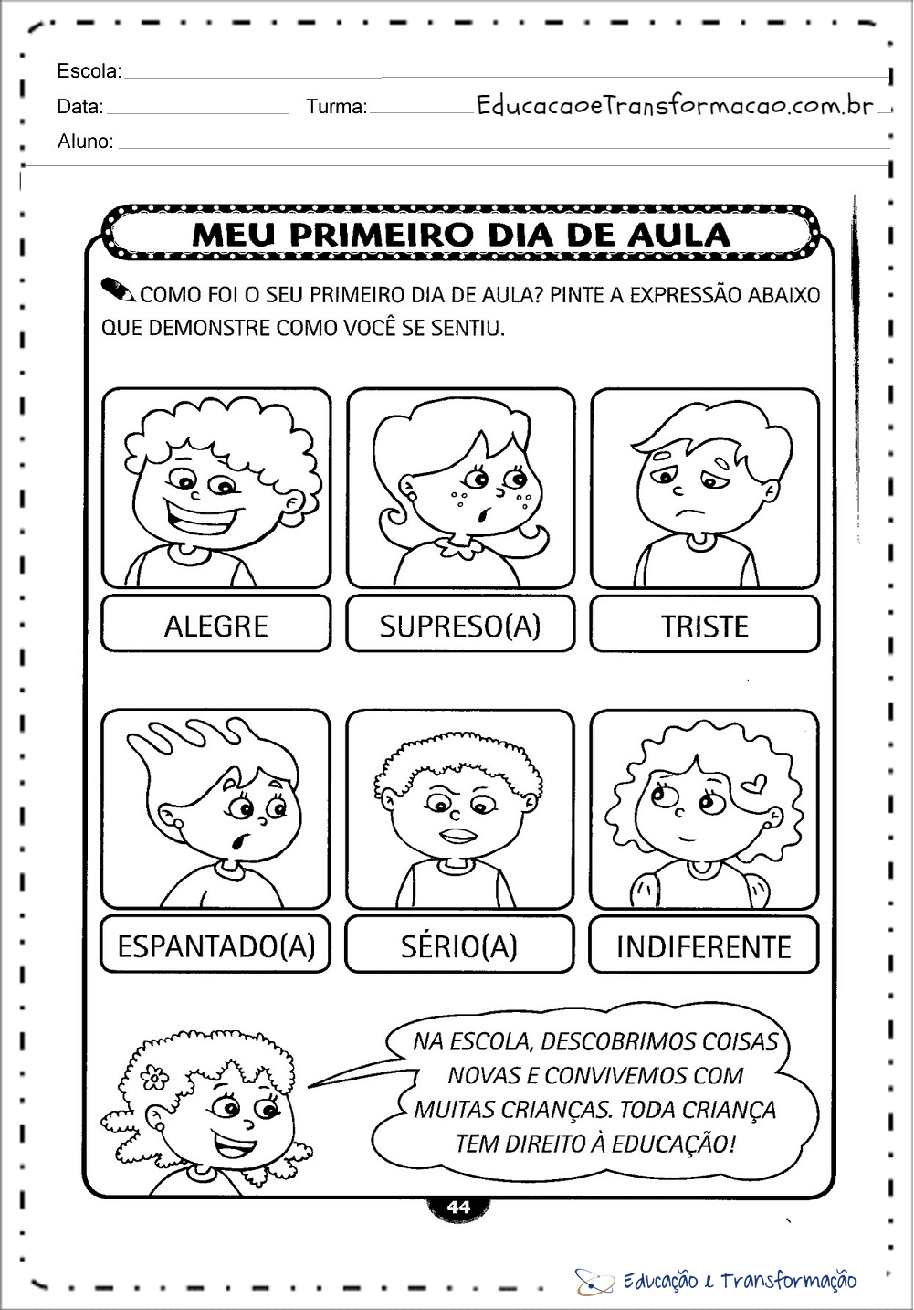 Atividades de volta às aulas para imprimir - Dinâmicas e Brincadeiras