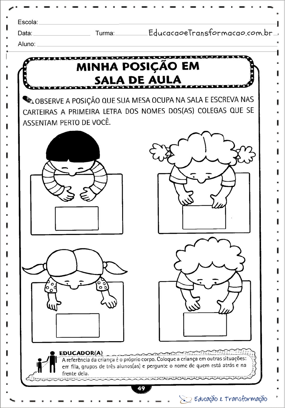 Atividades de volta às aulas para imprimir - Dinâmicas e Brincadeiras