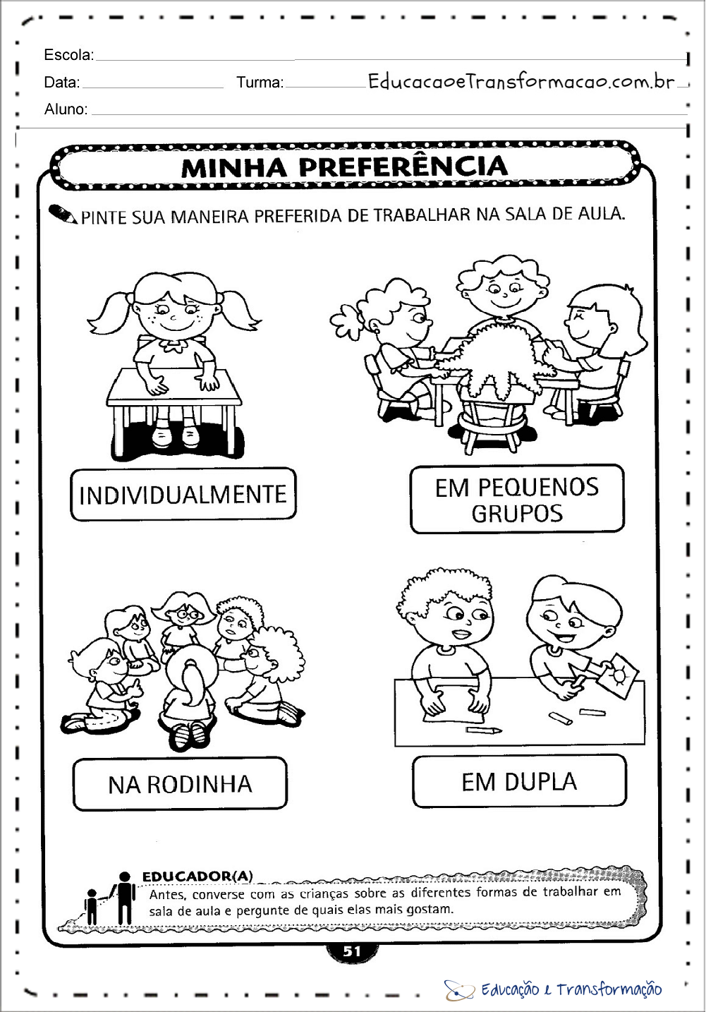 Atividades de volta às aulas para imprimir - Dinâmicas e Brincadeiras