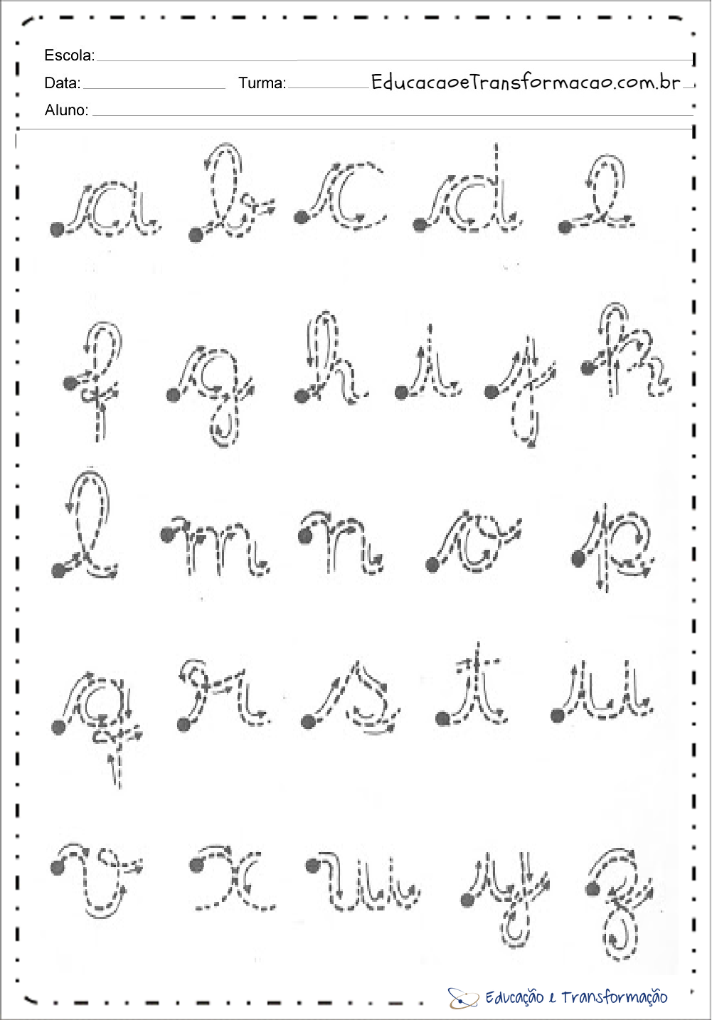 Letras Cursivas Maiusculas E Minusculas Pontilhadas Para Imprimir Images