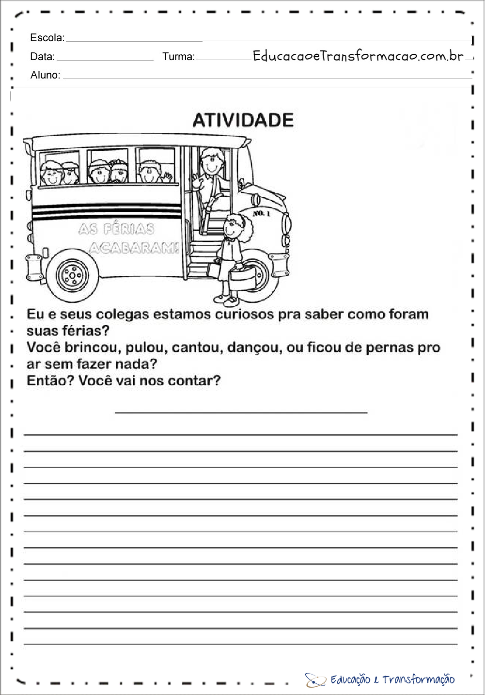Atividades Volta às Aulas para imprimir - Educação e Atividades Volta às Aulas para imprimir - Educação e