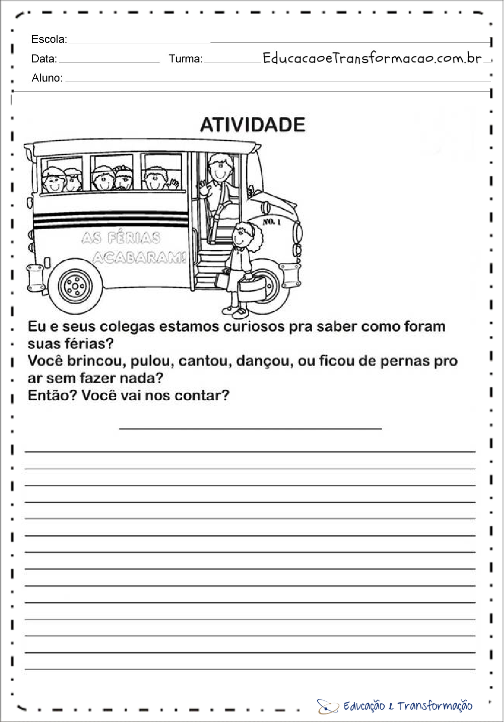 Atividades Volta às Aulas para imprimir - Atividades para Inicio do Ano Letivo.