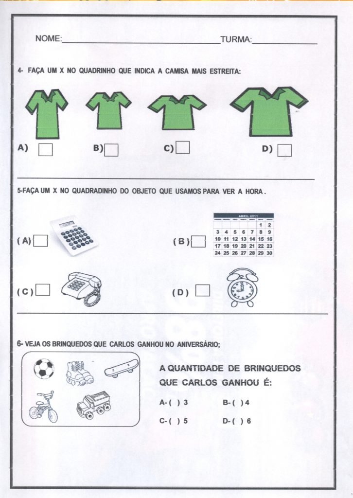 Avaliação diagnóstica 1º ano de Matemática para imprimir – Educação e ...