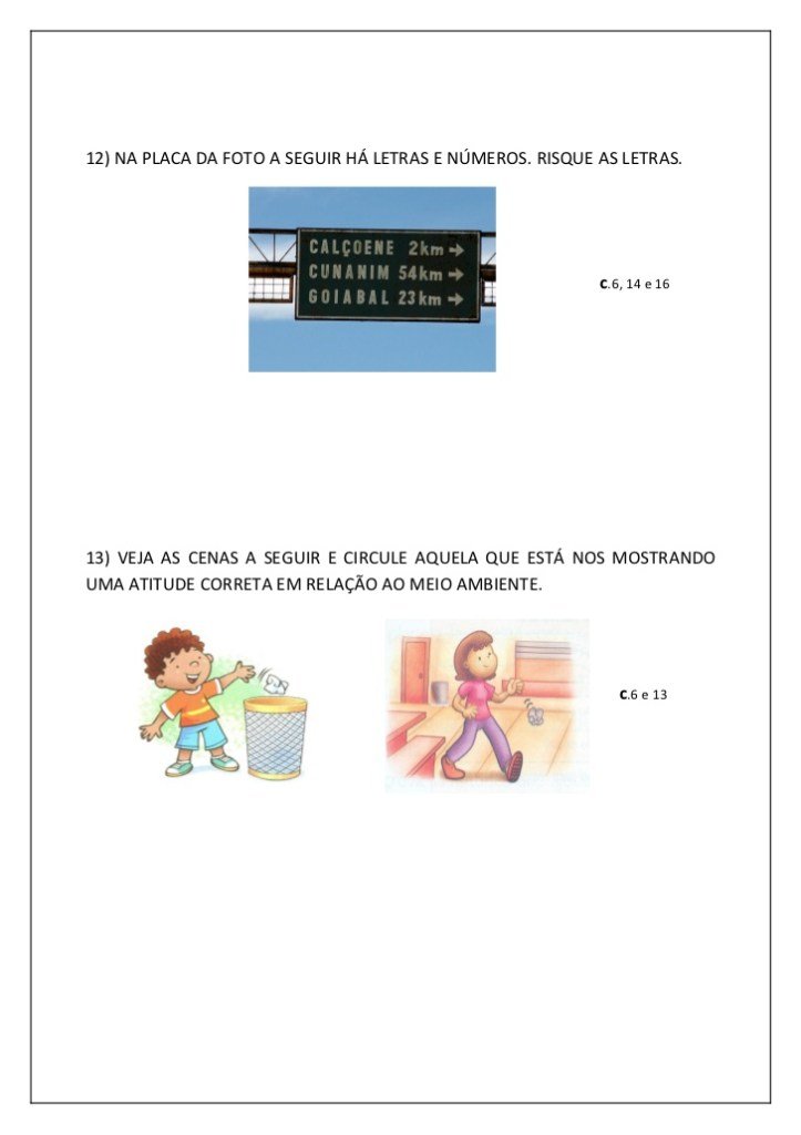 Avaliação diagnóstica 1 ano de Português e Matemática