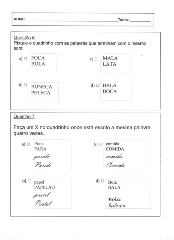 Avaliação Diagnóstica 2 Ano De Português E Matemática Em Pdf E Word
