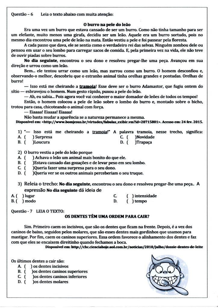 Avaliação Diagnóstica 3 ano de Português e Matemática - PDF e WORD