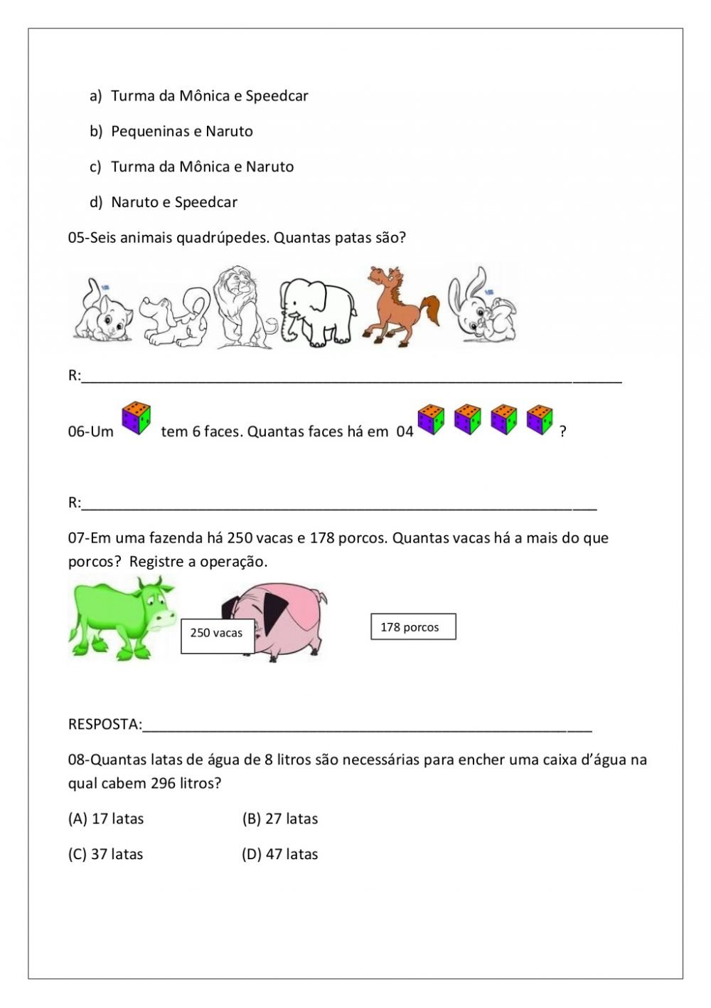 Avaliação Diagnóstica 4 ano de Português e Matemática em PDF e WORD