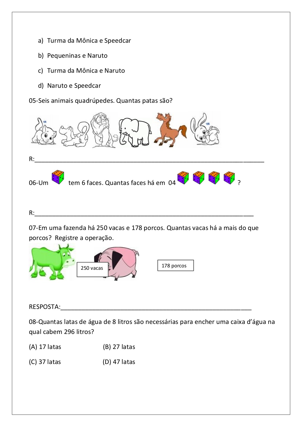 Avaliação Diagnóstica 4 ano