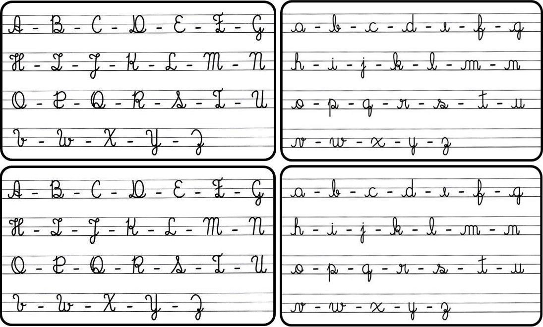 Ficha Do Alfabeto Maiúsculo E Minúsculo Com Letras Cursivas