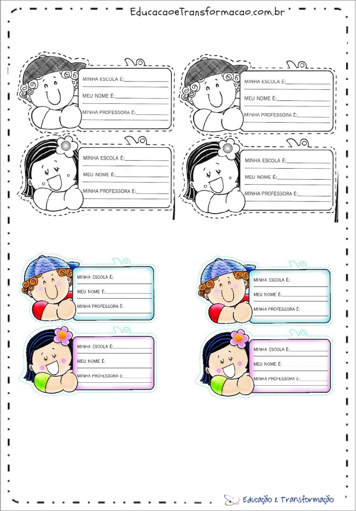 Modelos de crachá para imprimir - Crachás em Eva da Educação Infantil