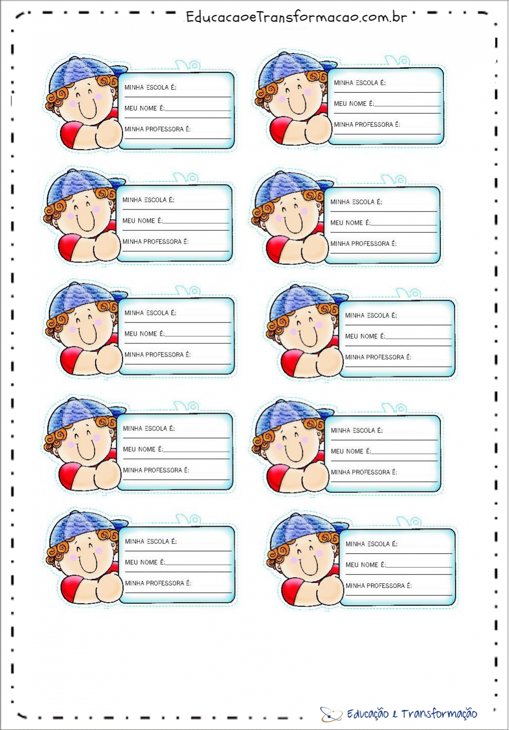 Modelos de Crachá para meninos – Educação e Transformação