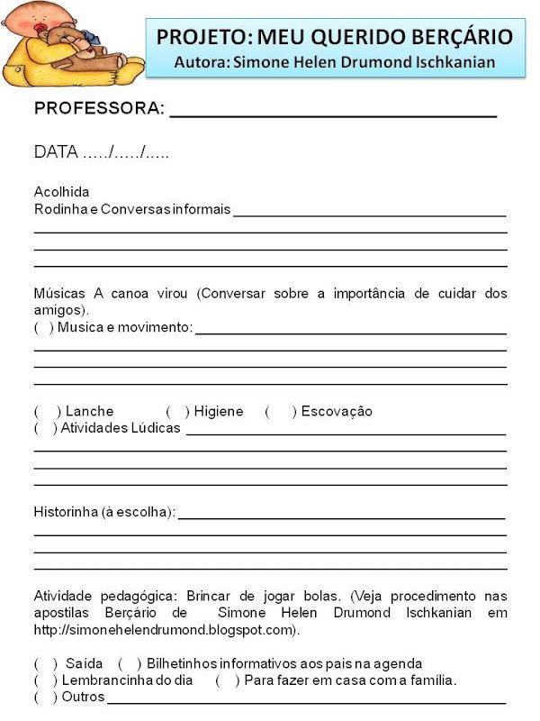 Planejamento Anual para Berçário
