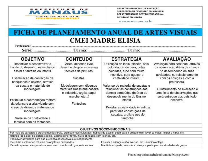 Planejamento Anual para Jardim 1 - Planos de aula e atividades anual