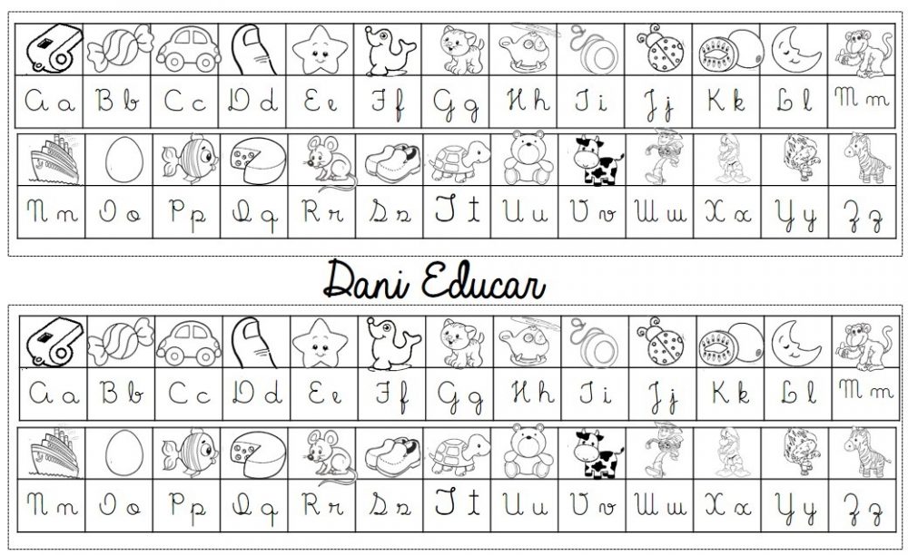 Tabela alfabeto com letra cursiva para imprimir