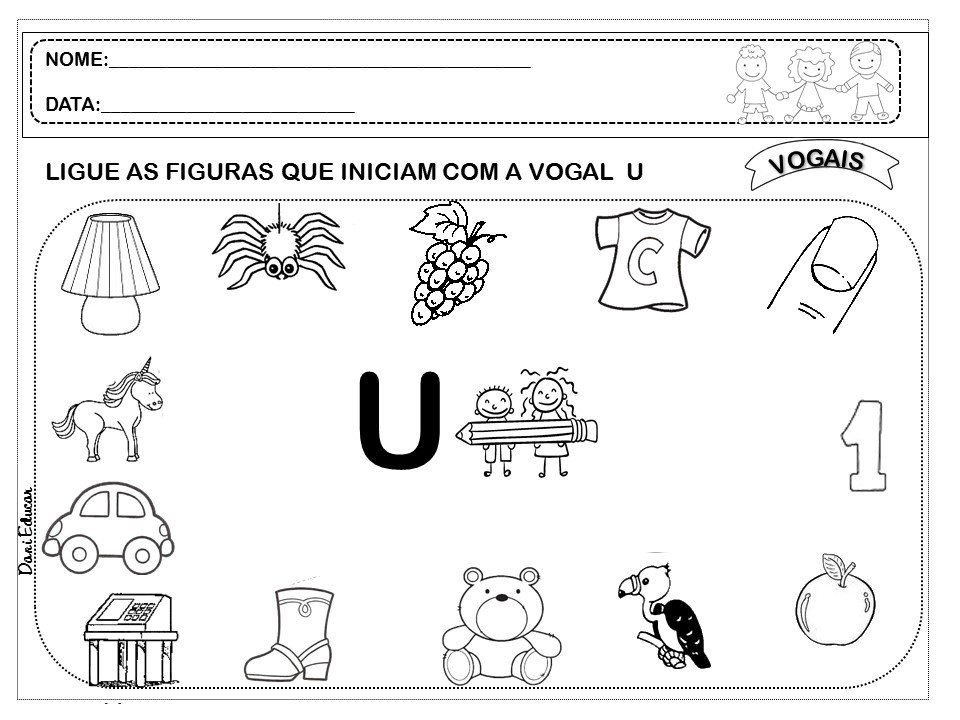 Atividades Com Vogais Ligue As Figuras Letra U Educação E