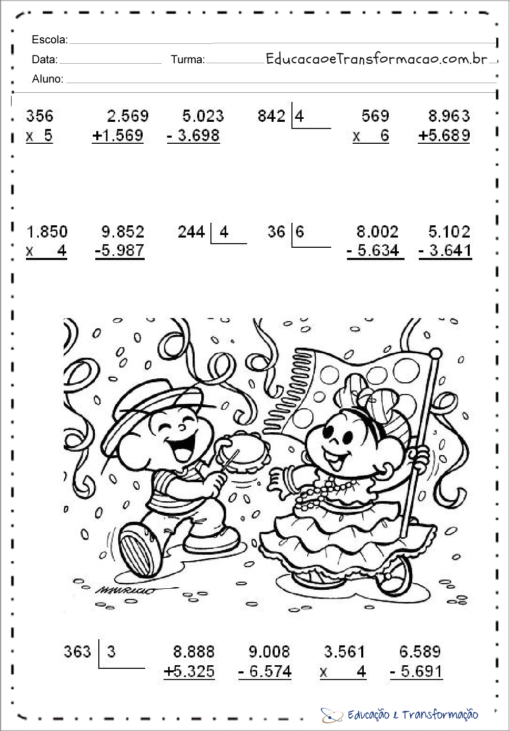 Atividades de Carnaval 1 ano para imprimir e colorir