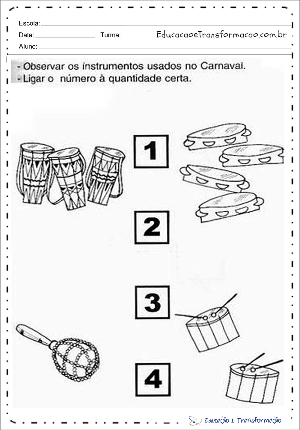 Atividades de Carnaval Educação Infantil para imprimir