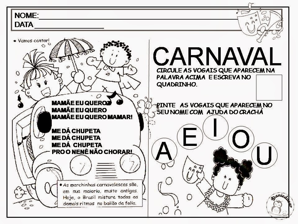 Atividades de Carnaval Educação Infantil para imprimir