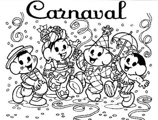 Resultado de imagem para desenhos de carnaval turma da monica para colorir