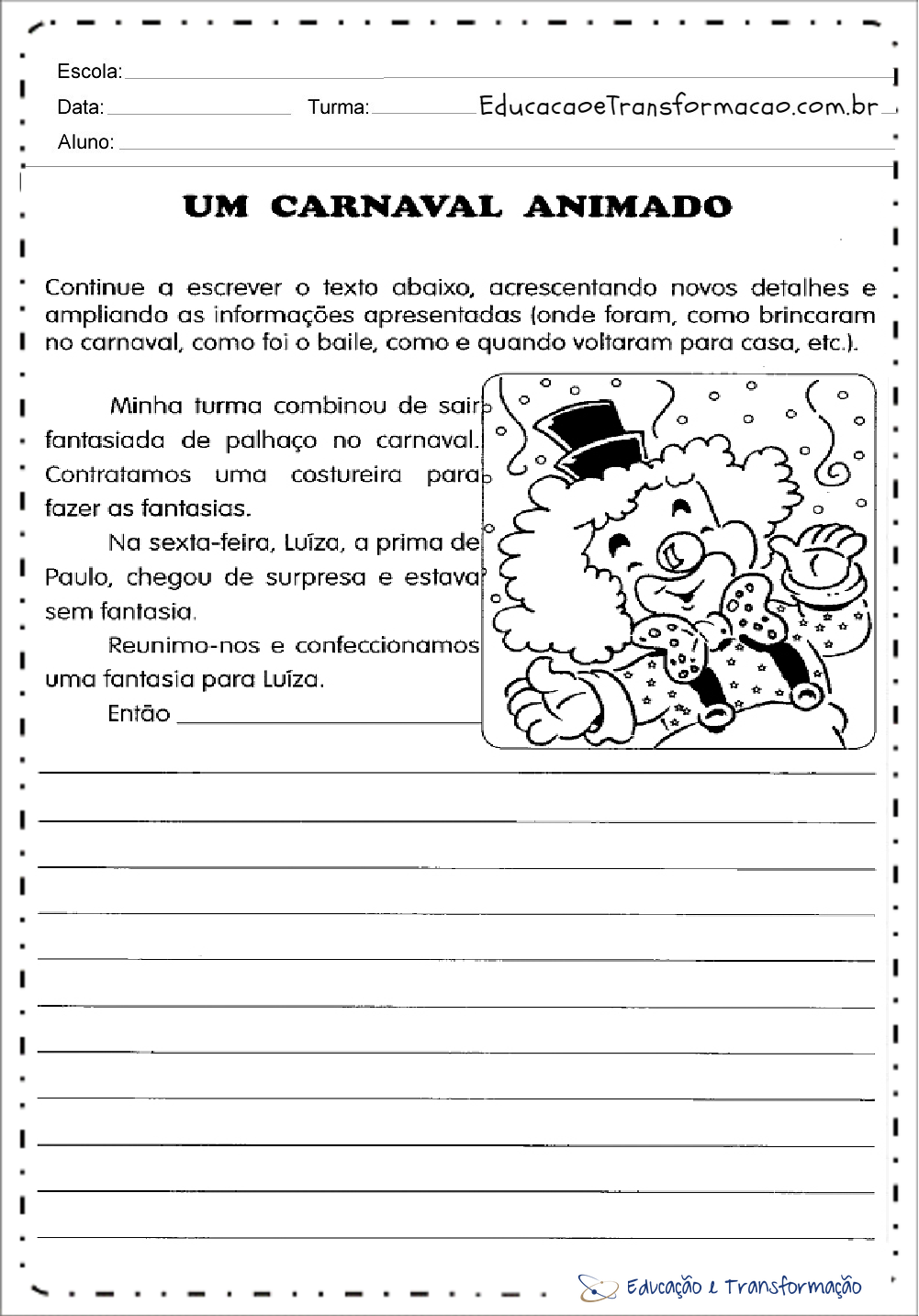 Atividades de Carnaval 2 ano