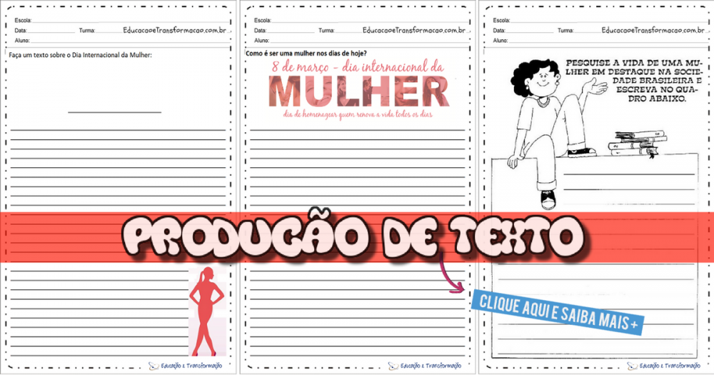 Atividades de Produção de Texto Dia da Mulher