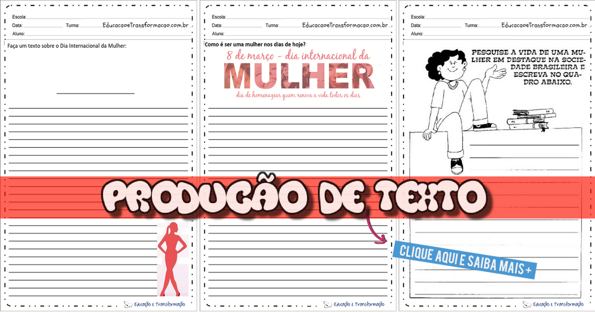 Atividades de Produção de Texto Dia da Mulher