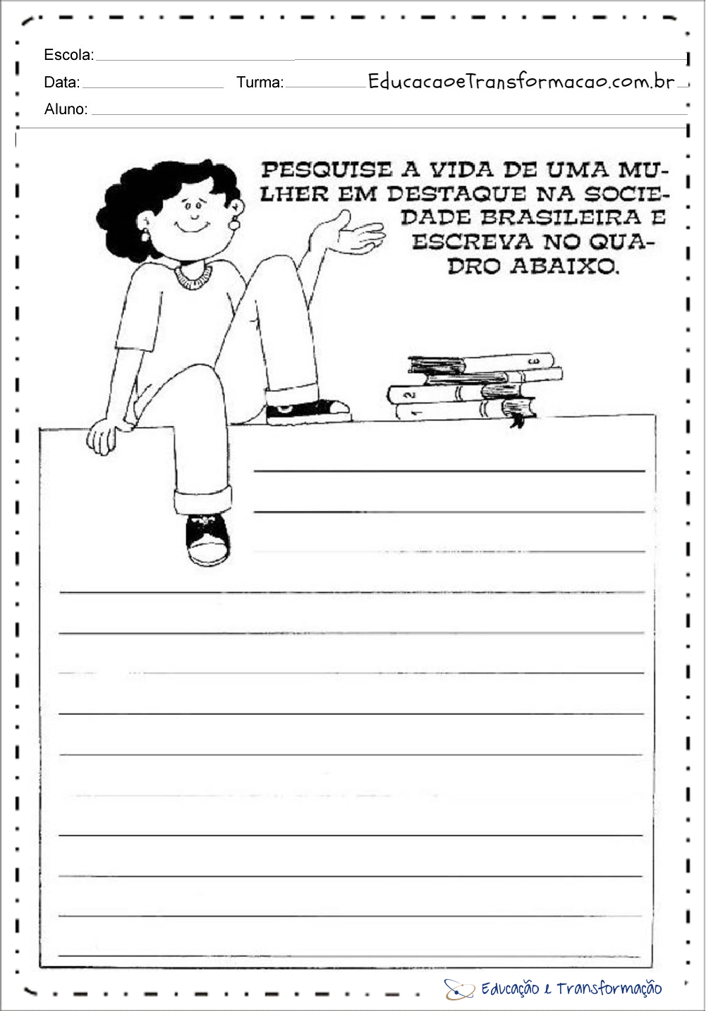 Atividades de Produção de Texto Dia da Mulher