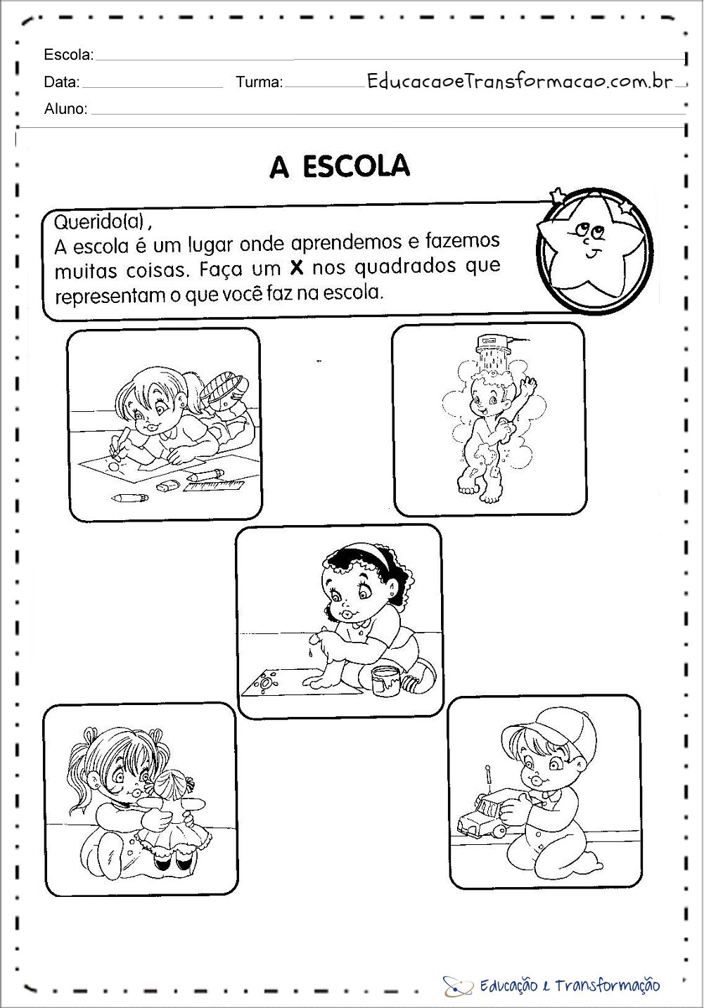 Atividades Dia Da Escola Para Educação Infantil Para Imprimir