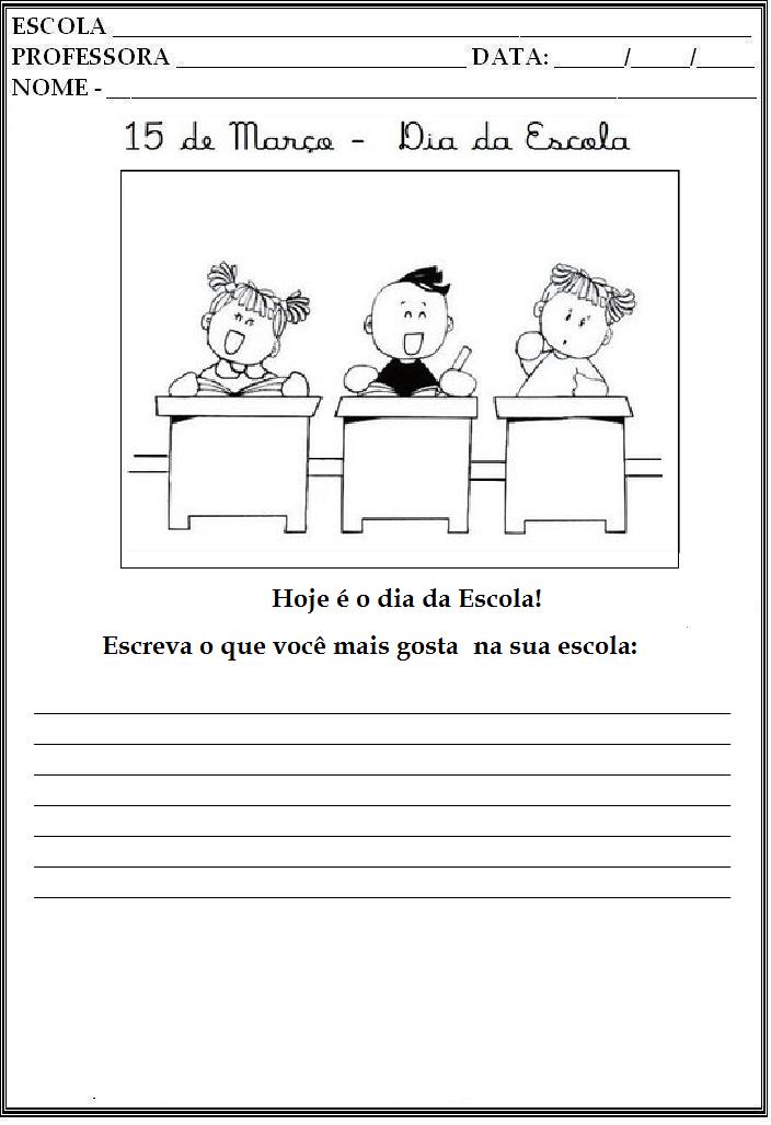 Atividades Dia da Escola para Ensino Fundamental