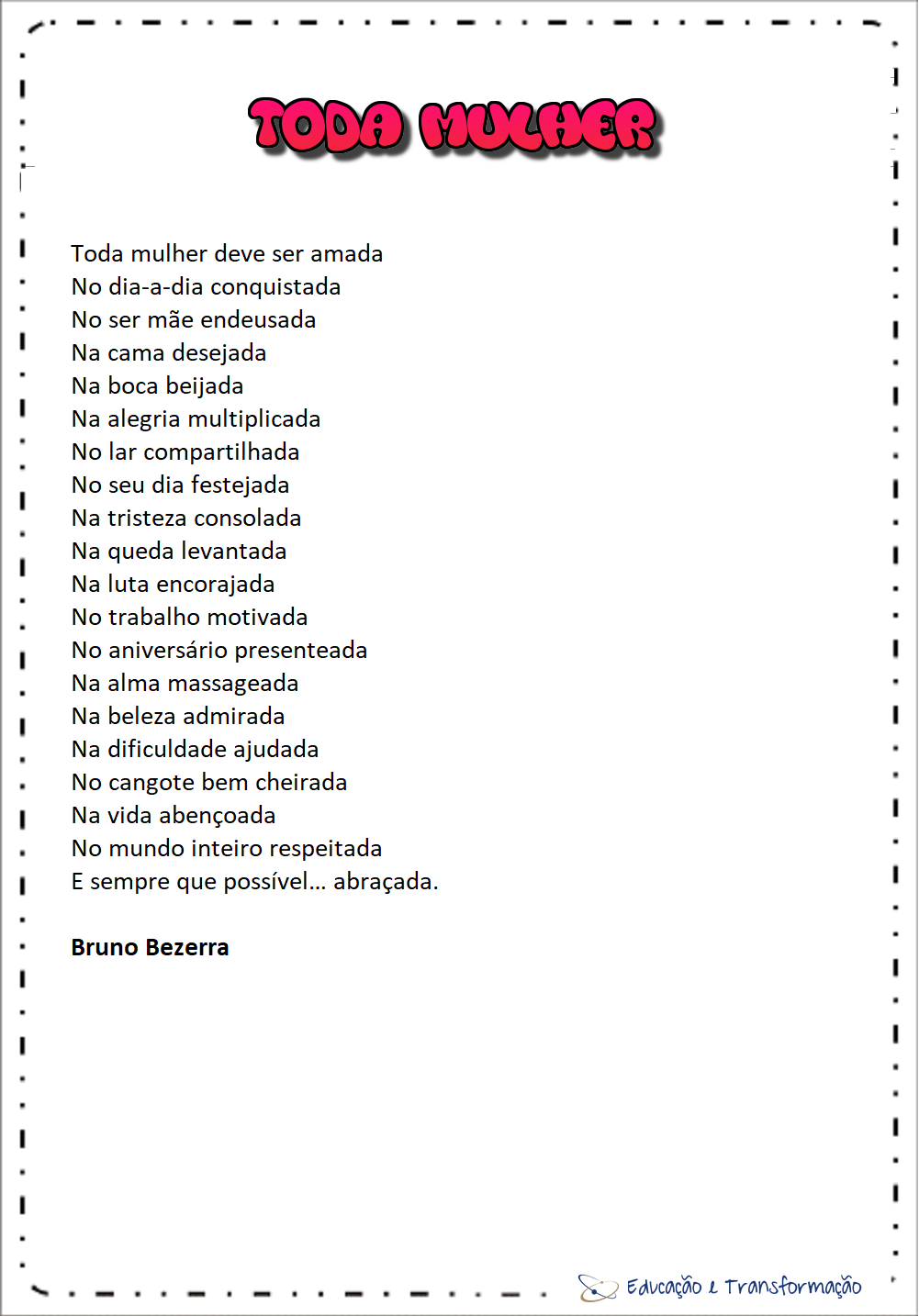 Atividades dia internacional da mulher