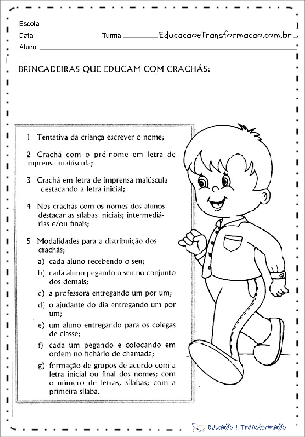 Atividades identidade e autonomia