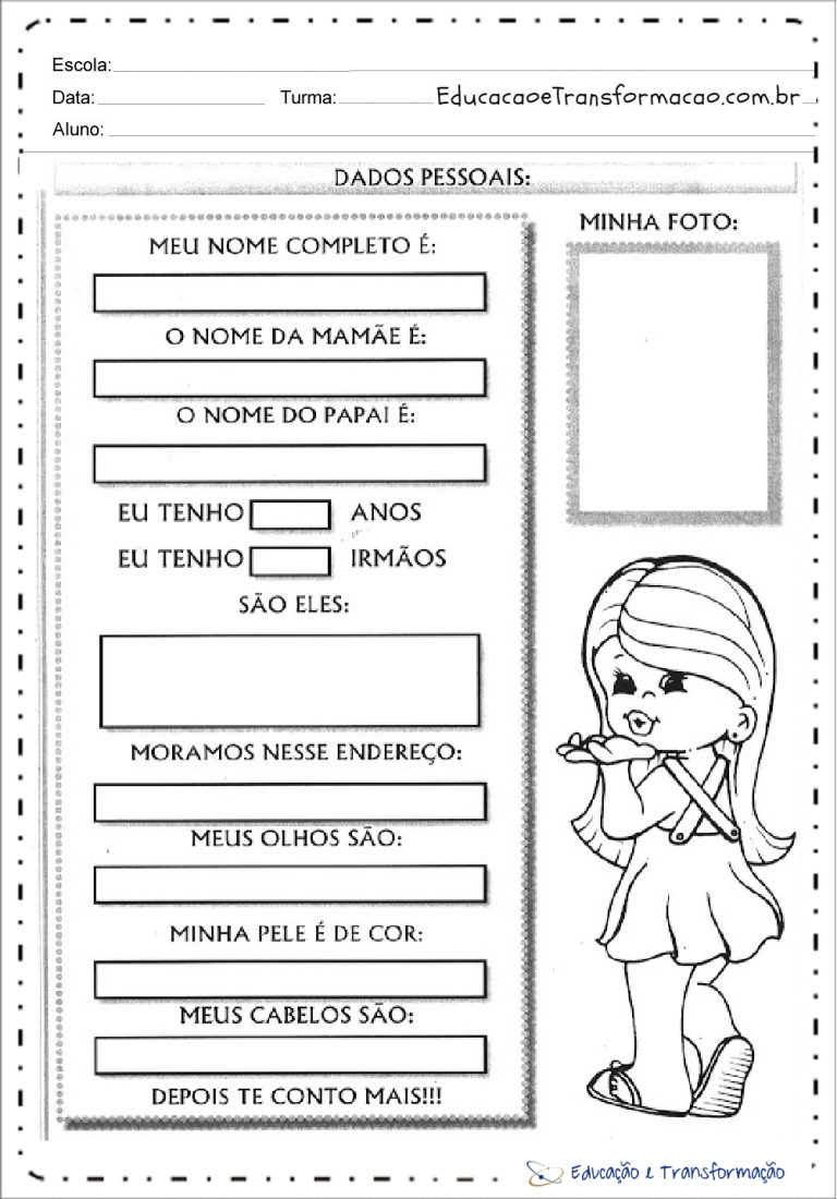 Atividades identidade e autonomia – Educação e Transformação