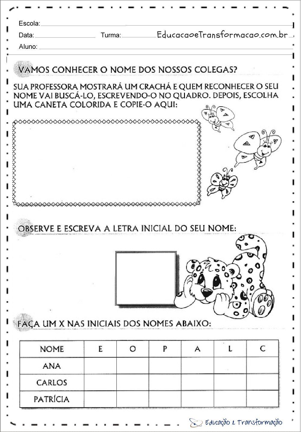 Atividades identidade e autonomia