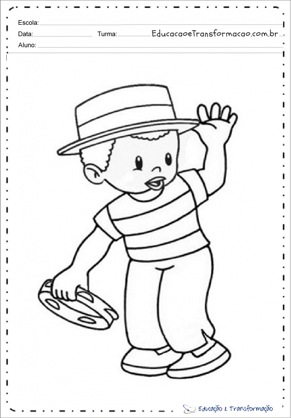 Desenhos de carnaval para colorir - Sambistas - Pandeiros - Máscaras