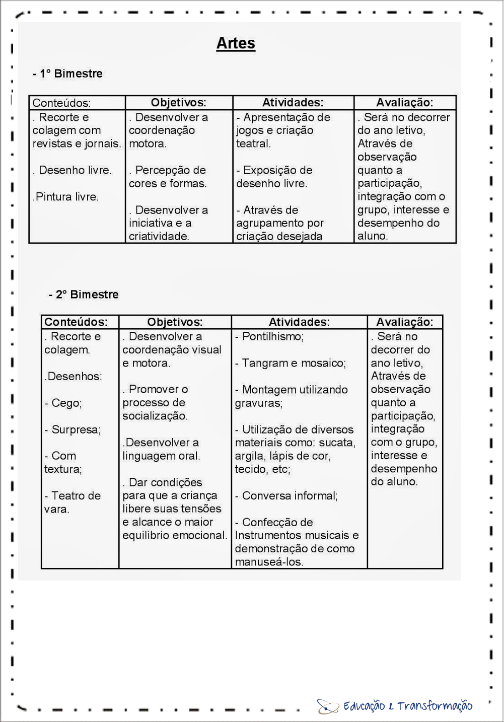 Planejamento anual 4 ano do Ensino Fundamental