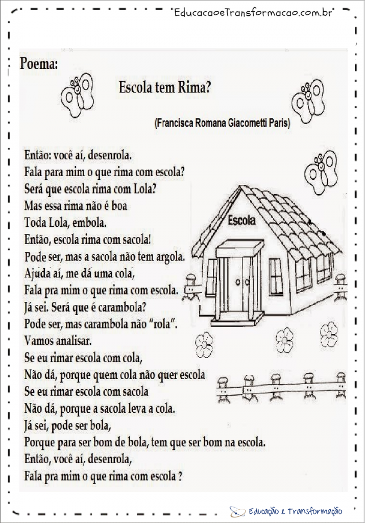 Poemas para o Dia da Escola - Escola tem rima – Educação e Transformação