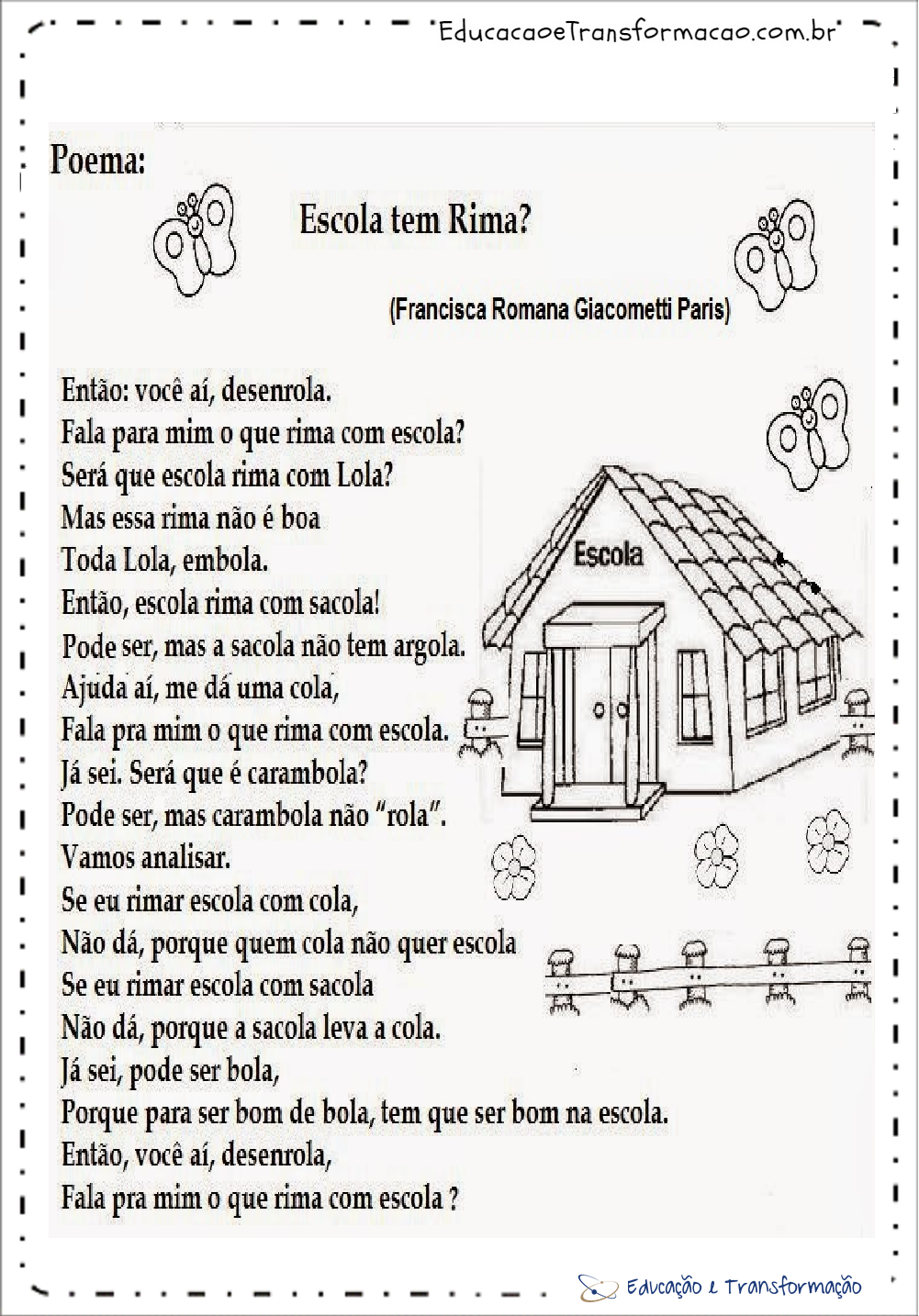 Poemas para o Dia da Escola - 15 de Março