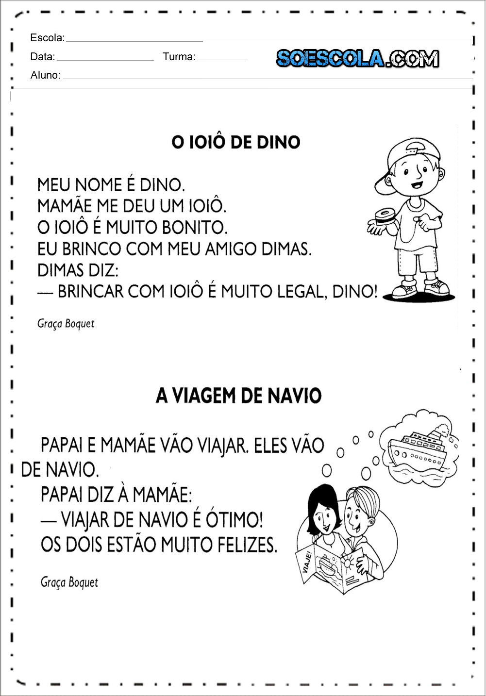 Pequenos textos para alfabetização - Textos curtos para leitura