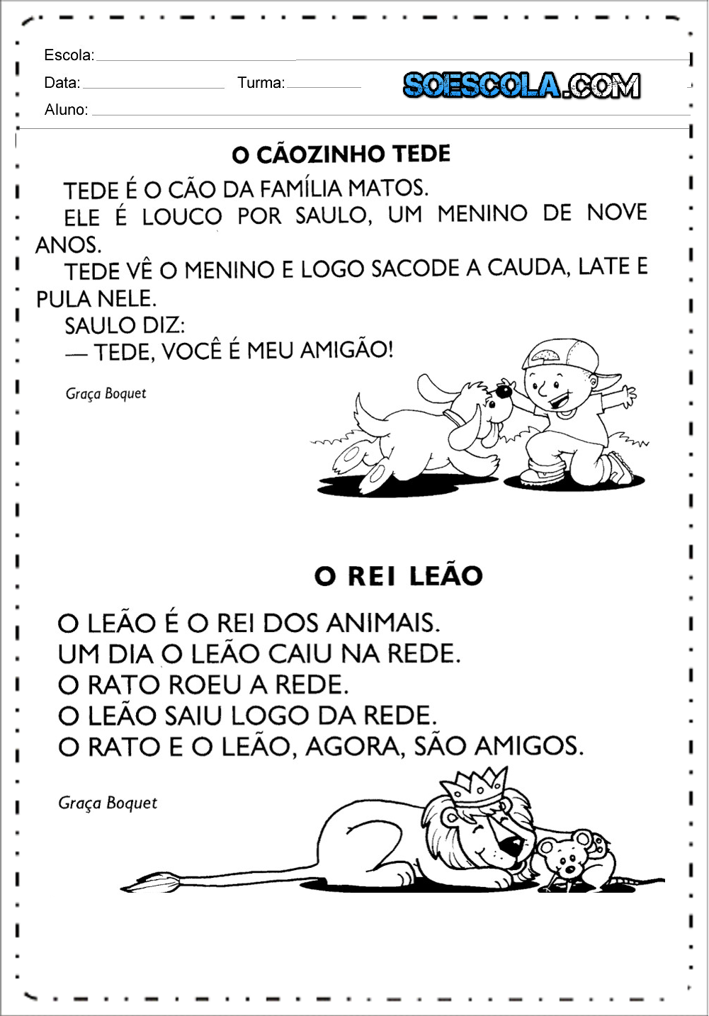 Pequenos Textos Para Alfabetização Textos Curtos Para Leitura