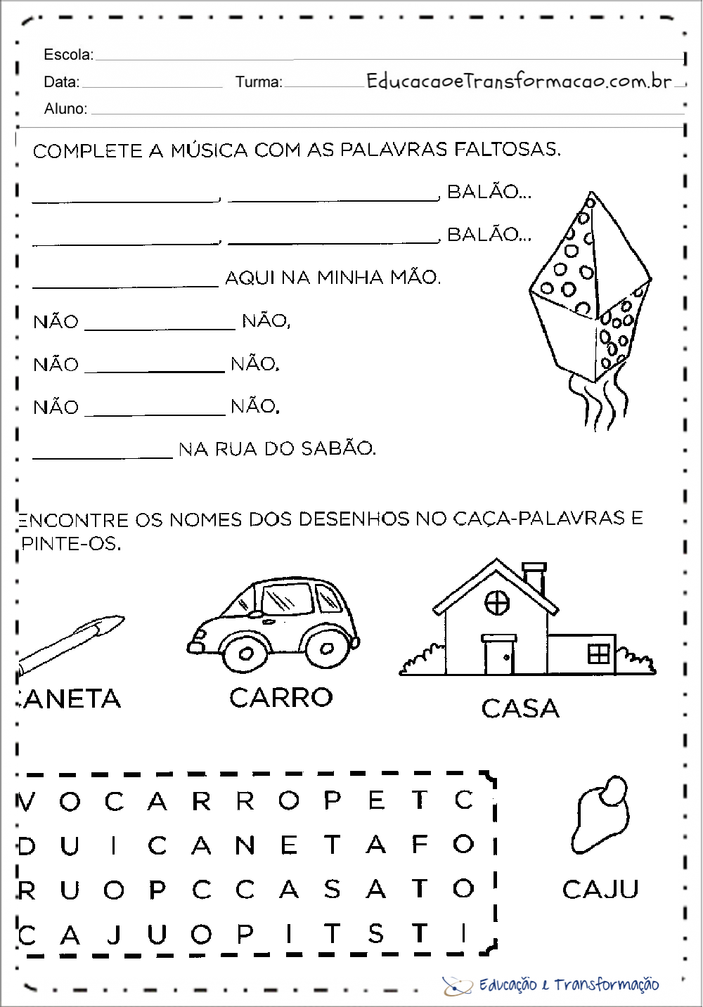 Atividades com a letra C