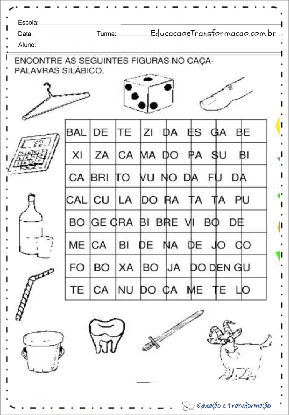 Atividades com a letra D - Caça Palavras Sílabicos – Educação e Transformação Atividades com a letra D - Caça Palavras Sílabicos – Educação e Transformação