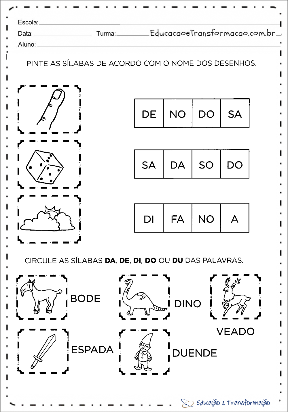 Atividades com a letra D