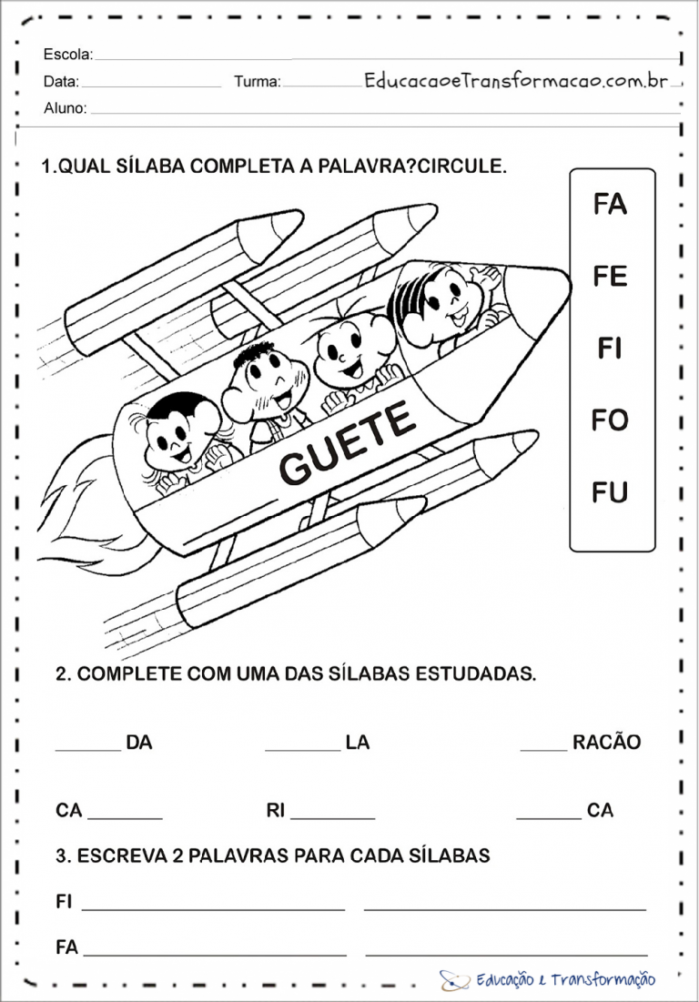 Atividades com a letra F para alfabetização - Atividades Educativas