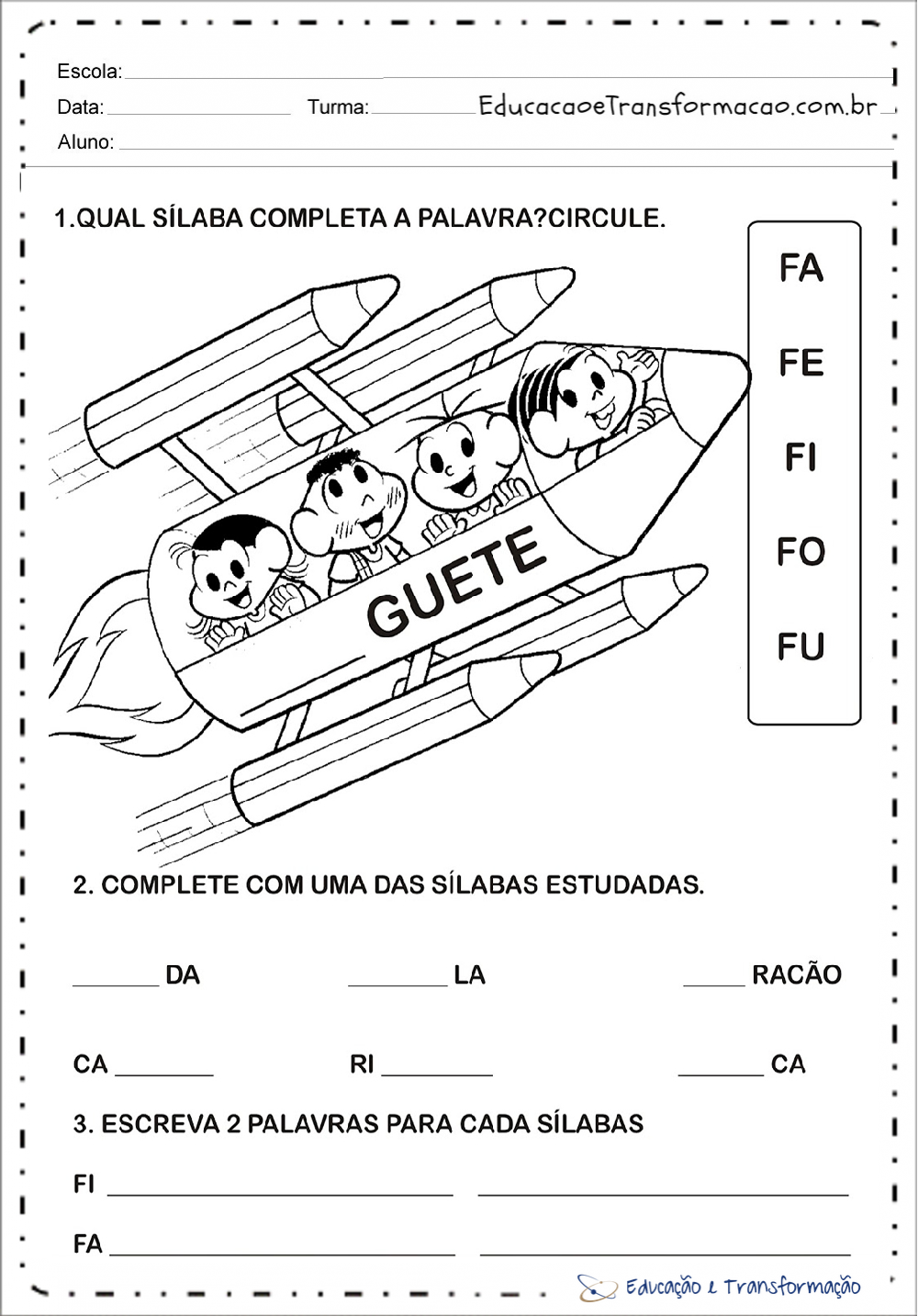 Atividades com a letra F 