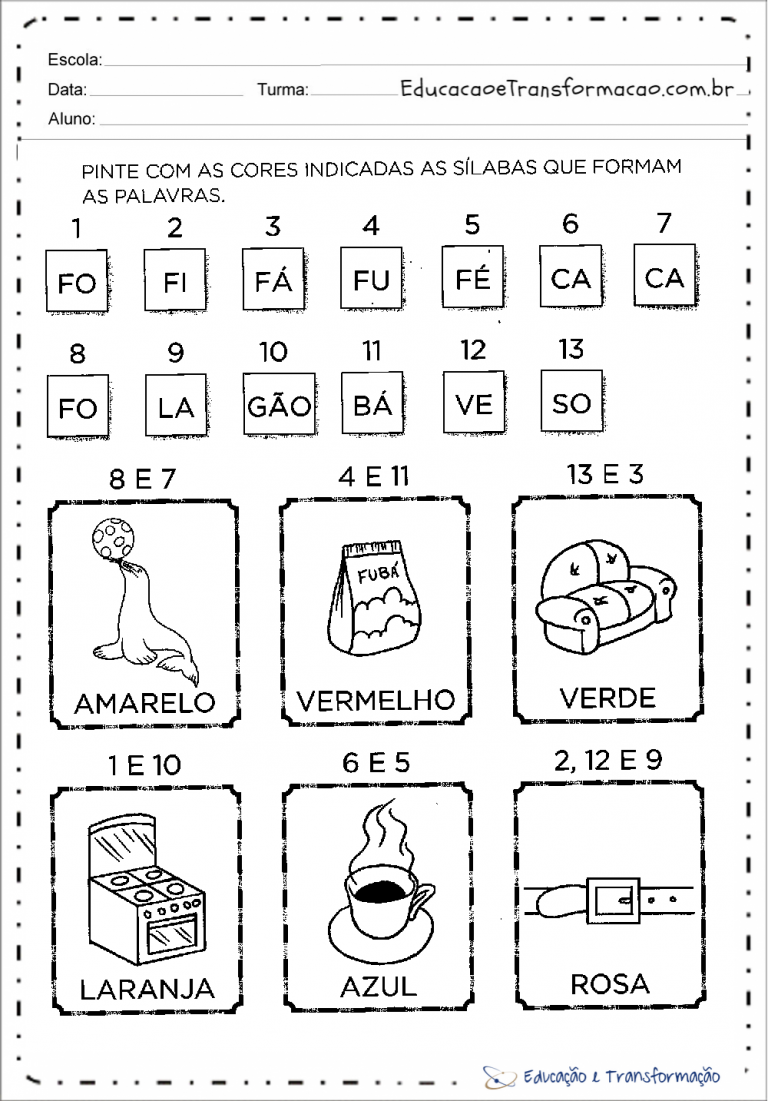 Atividades com a letra F para alfabetização - Atividades Educativas